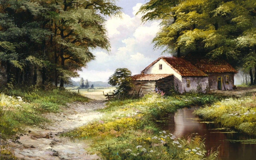 Chiêm ngưỡng tranh phong cảnh đồng lúa mùa vàng óng