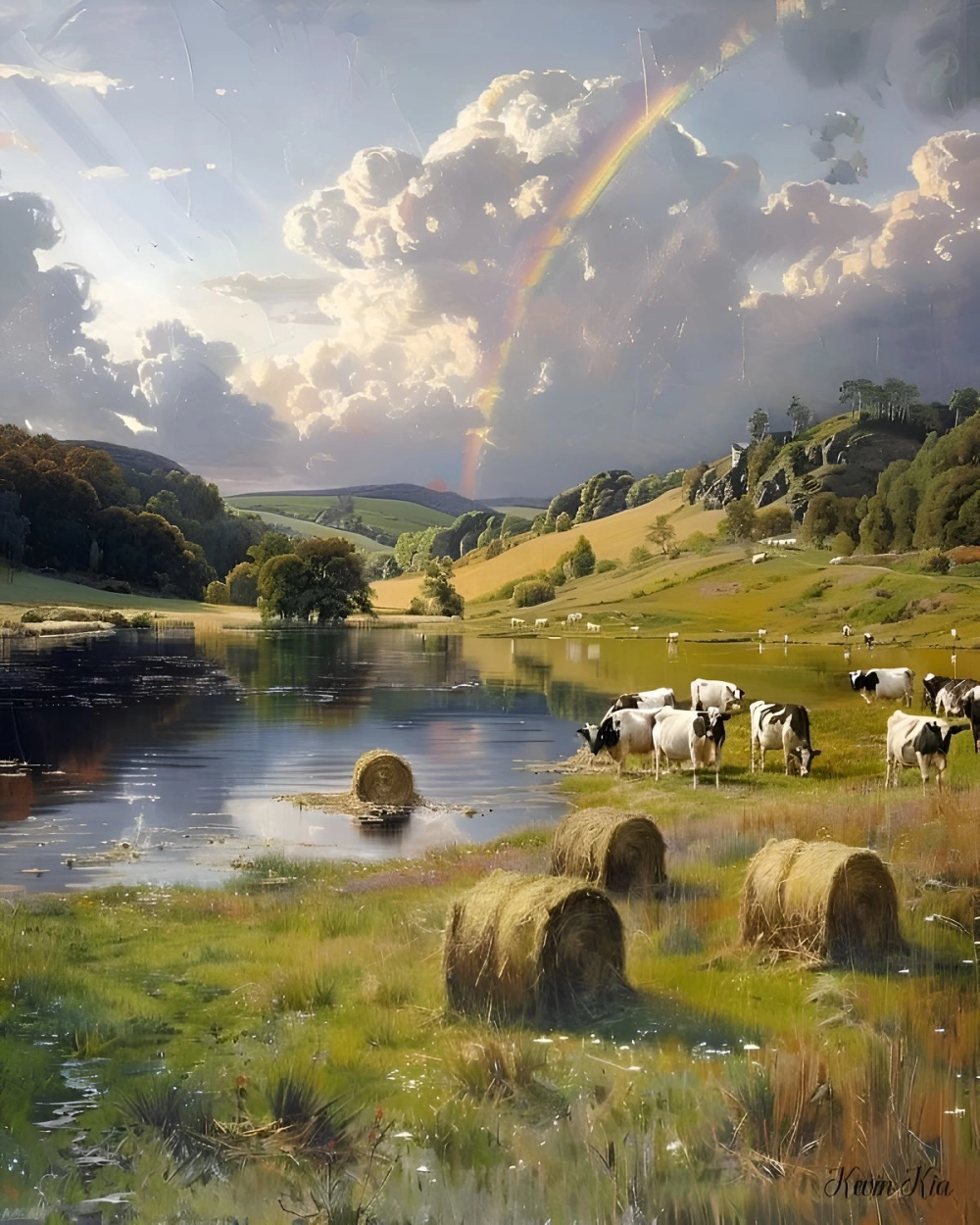 Hòa mình vào tranh phong cảnh mùa gặt tràn nhựa sống