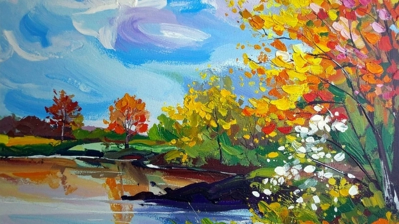 Khám phá tranh phong cảnh mùa thu buồn dịu dàng cảm xúc