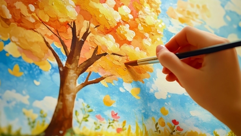Thử vẽ tranh phong cảnh mùa thu đẹp tại nhà dễ dàng