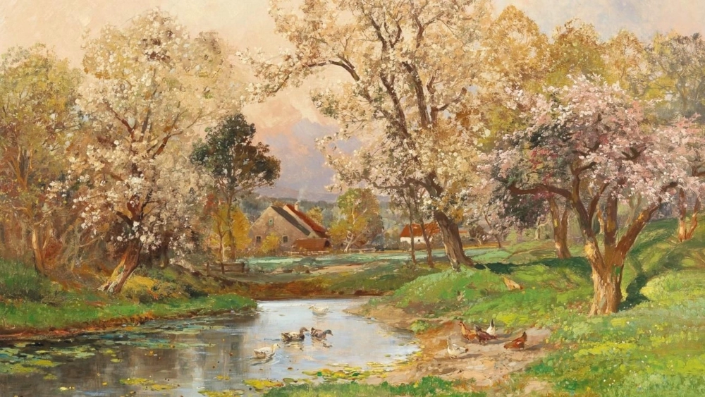 Học cách vẽ tranh phong cảnh mùa xuân bằng màu nước tươi sáng