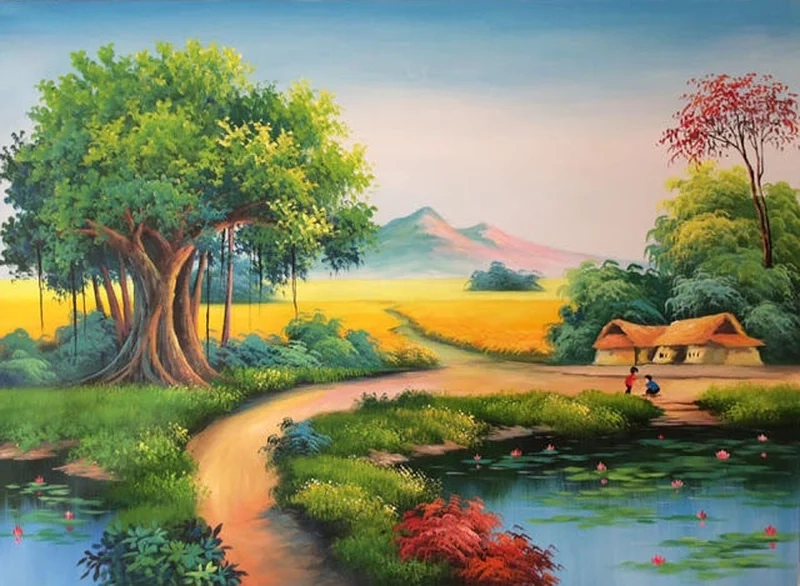 Sáng tạo cùng tranh vẽ cảnh quê hương đẹp tinh tế