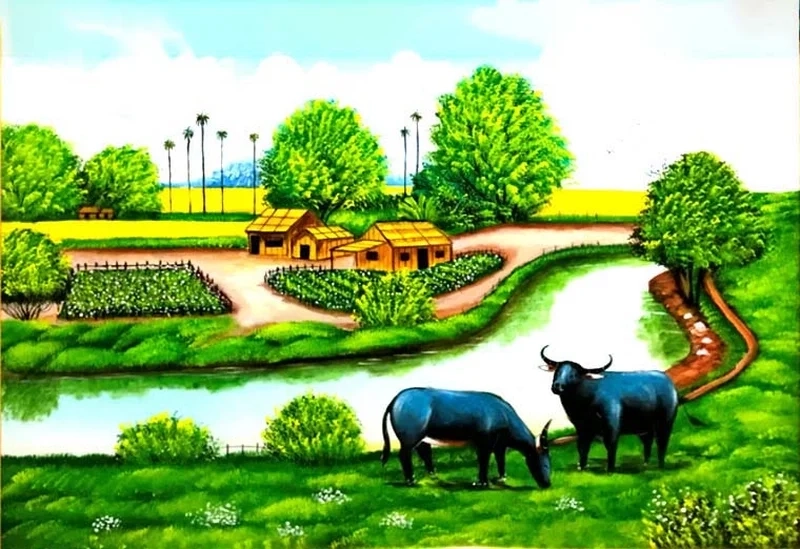 Học cách vẽ tranh cảnh quê hương em sinh động và dễ