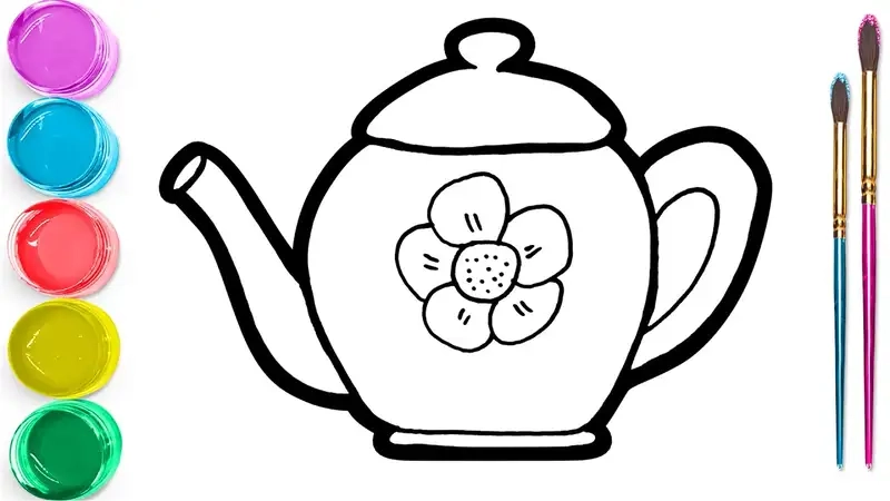 Sáng tạo nghệ thuật cùng hình ấm trà vẽ thú vị cho trẻ