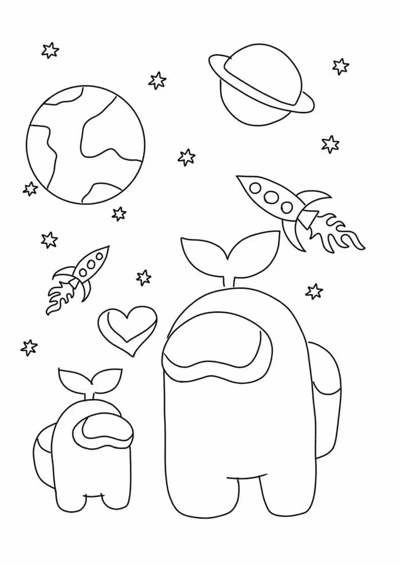 Bé thỏa sức sáng tạo cùng tranh tô màu among us cute đầy sắc màu