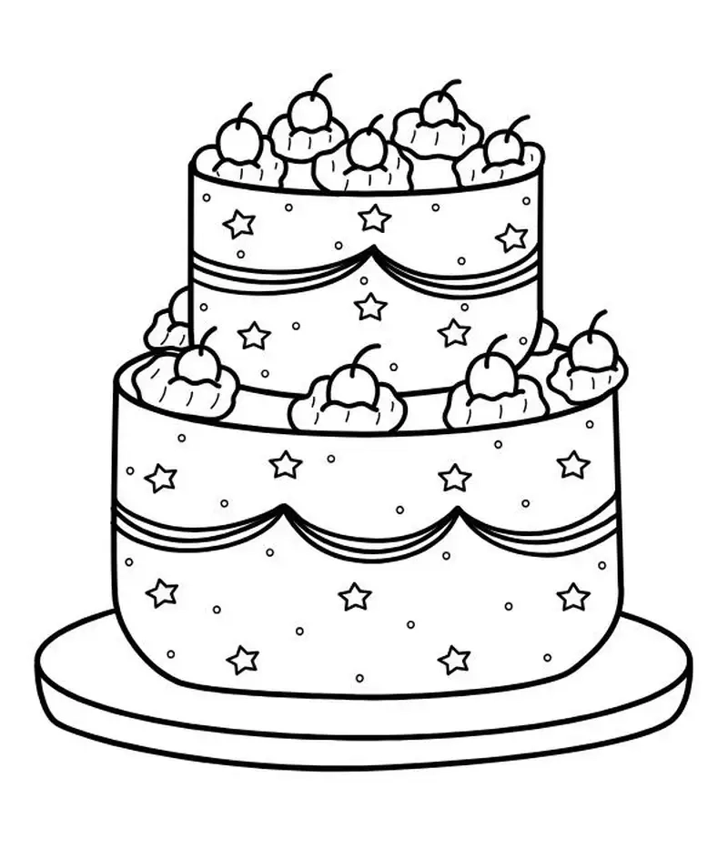 Bé sẽ mê in tranh tô màu bánh kem cute và sinh động