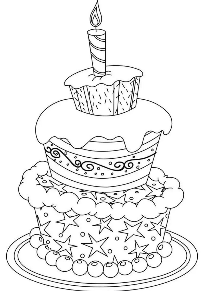 Tô màu bánh sinh nhật đẹp tạo niềm vui sáng tạo cho bé