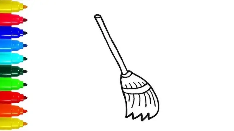 Bé yêu sẽ thích tranh tô màu chổi sinh động và dễ thương