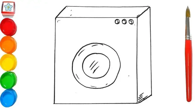 Tải trang tô màu máy giặt đơn giản cho bé luyện tập vui nhộn