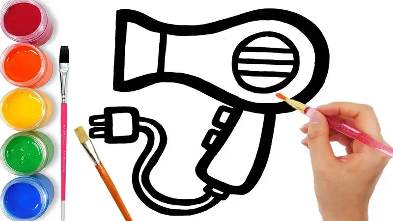 Khám phá tranh tô màu cái máy sấy tóc tóc & mỹ phẩm dễ thương