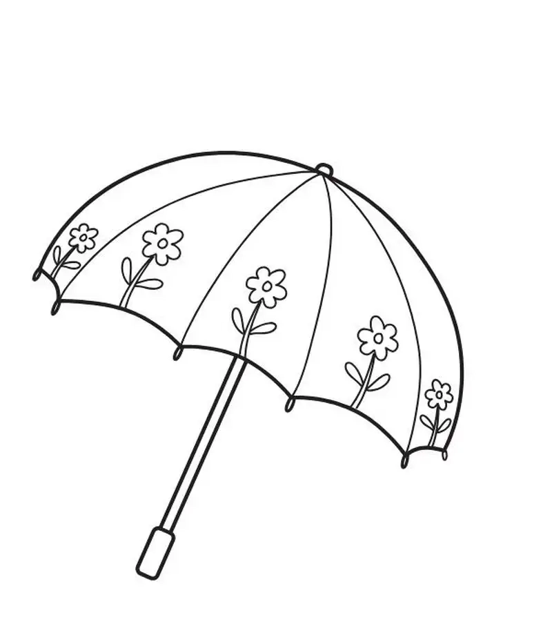 Tranh tô màu cái ô dễ thương cho giờ học vui vẻ