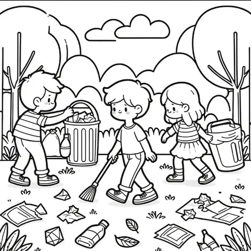 Bé vui học với tranh tô màu thùng rác cho bé sinh động và dễ thương