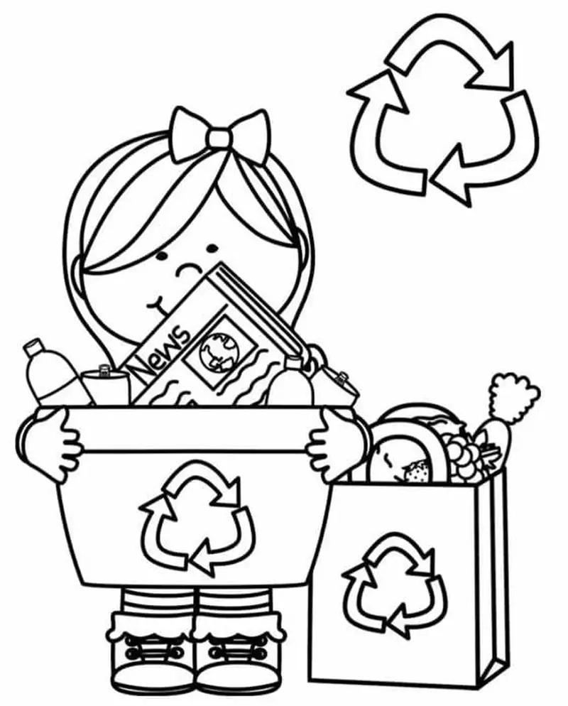 Dạy bé bảo vệ môi trường qua tranh tô màu thùng rác tái chế sinh động