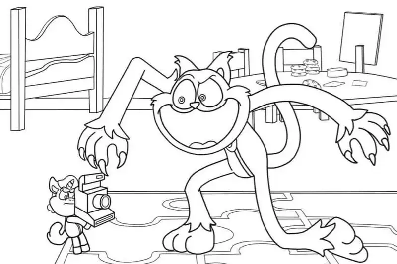 Thử thách bản thân với tranh tô màu Catnap đáng sợ hấp dẫn