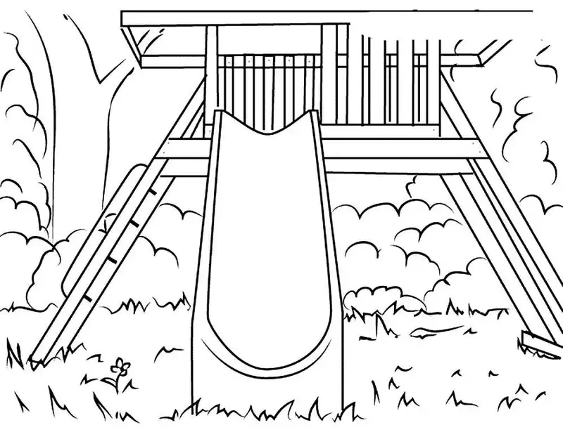 Tranh tô màu thiếu nhi chơi cầu trượt mang niềm vui tuổi thơ