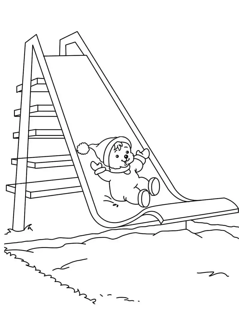 Tranh tô màu bé gái chơi cầu trượt đáng yêu và màu sắc rực rỡ