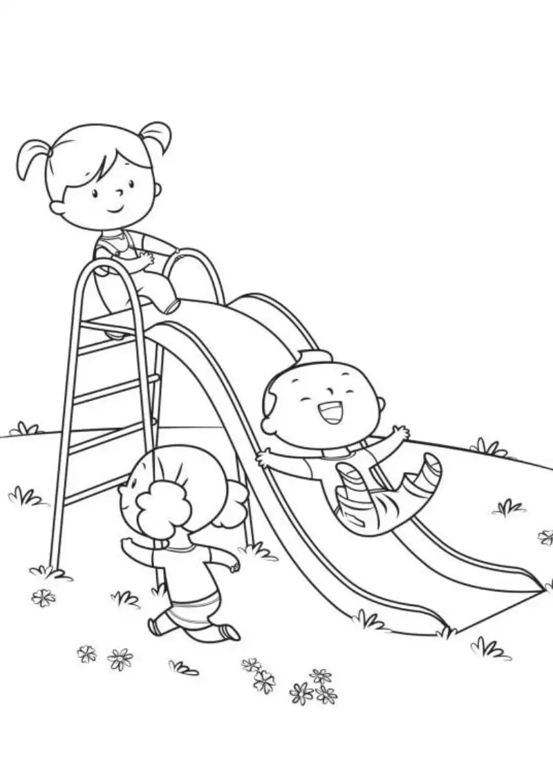 Tranh tô màu cầu trượt đẹp hấp dẫn bé tô màu cả ngày