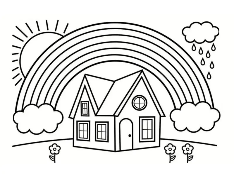Tô ngay tranh tô màu cầu vồng dễ thương cho bé yêu