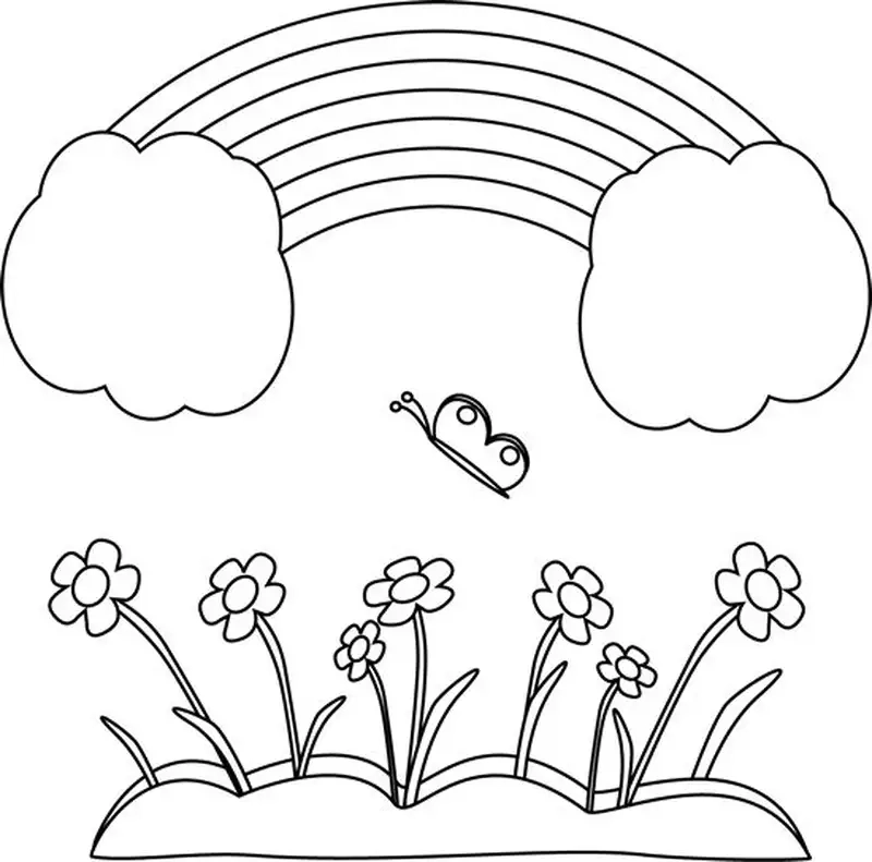 Tranh tô màu cầu vồng hoạt hình sinh động và đáng yêu