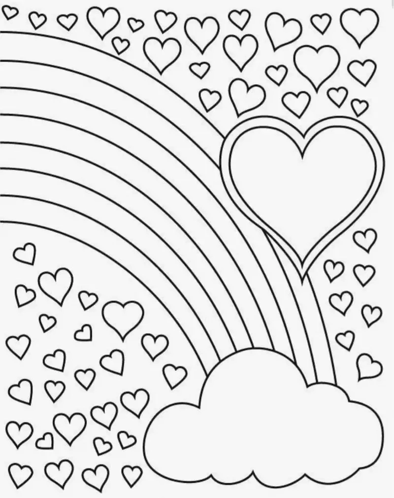 Tranh tô màu cầu vồng và mặt trời rực rỡ sắc màu