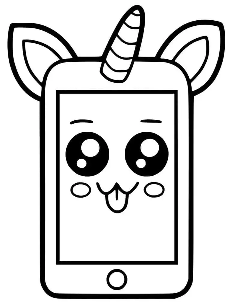 Tranh tô màu chiếc điện thoại dễ thương vui nhộn cho bé