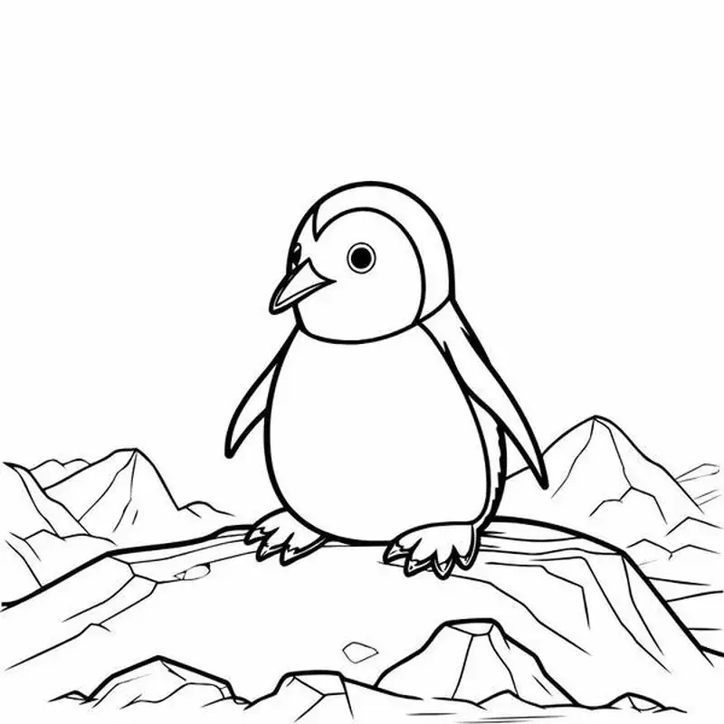 Tranh tô màu chim cánh cụt đi trượt băng vui nhộn và dễ thương