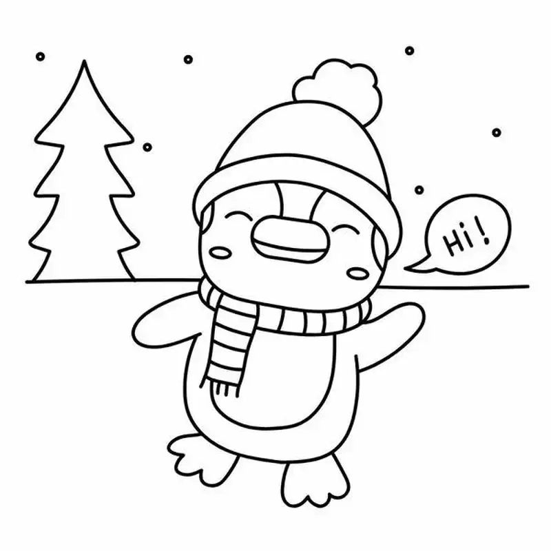 Tranh tô màu chim cánh cụt mùa đông đáng yêu cho các bé