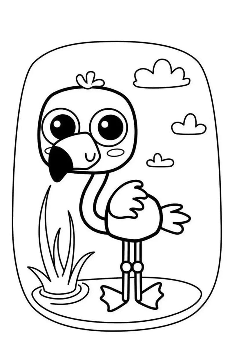 Bé sẽ yêu ngay tranh tô màu chim hồng hạc cute dễ thương