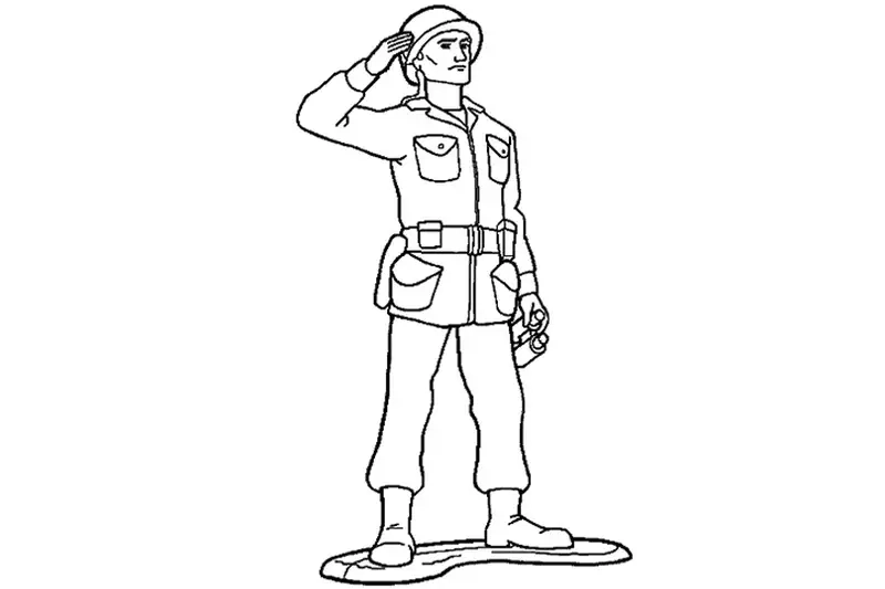 Tranh tô màu chú bộ đội hành quân vui học đầy hứng thú