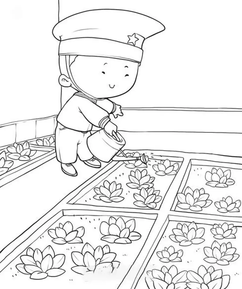 Mầm non tranh tô màu chú bộ đội kích thích sáng tạo trẻ