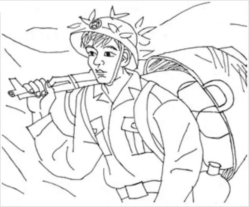 Đơn giản tranh tô màu chú bộ đội Việt Nam dễ tô và dễ hiểu