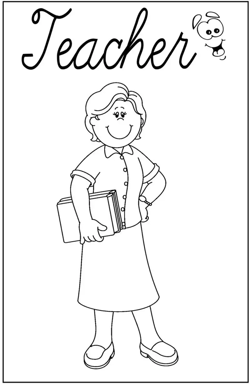 Tham khảo tranh tô màu cô giáo mầm non đón trẻ sinh động cho bé