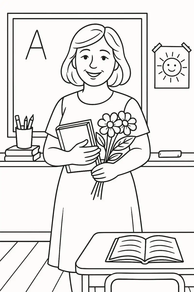 Bé thể hiện tình cảm qua tranh tô màu tặng hoa cô giáo ngộ nghĩnh