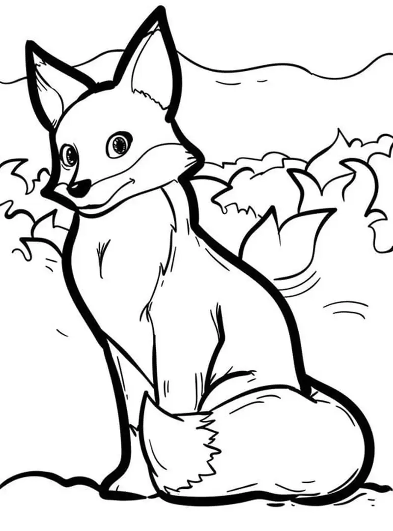 Tô màu đáng yêu cùng tranh tô màu con cáo ngồi dễ thương