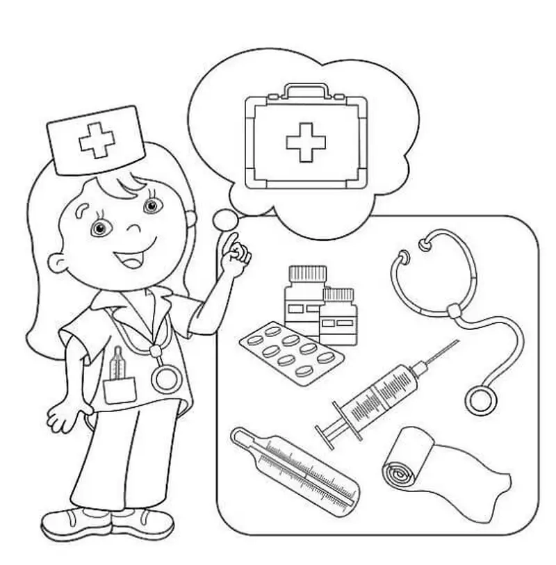 Khám phá tranh tô màu bác sĩ thú nhồi bông cho bé vui học
