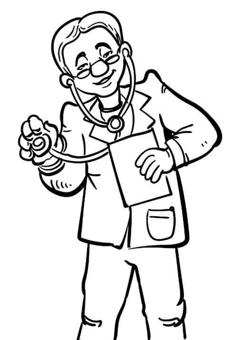 Tranh tô màu bác sĩ giúp bé nhận biết dụng cụ y tế