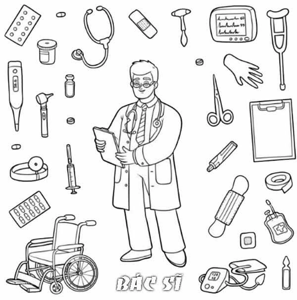Bé vui học với tranh tô màu bác sĩ sáng tạo