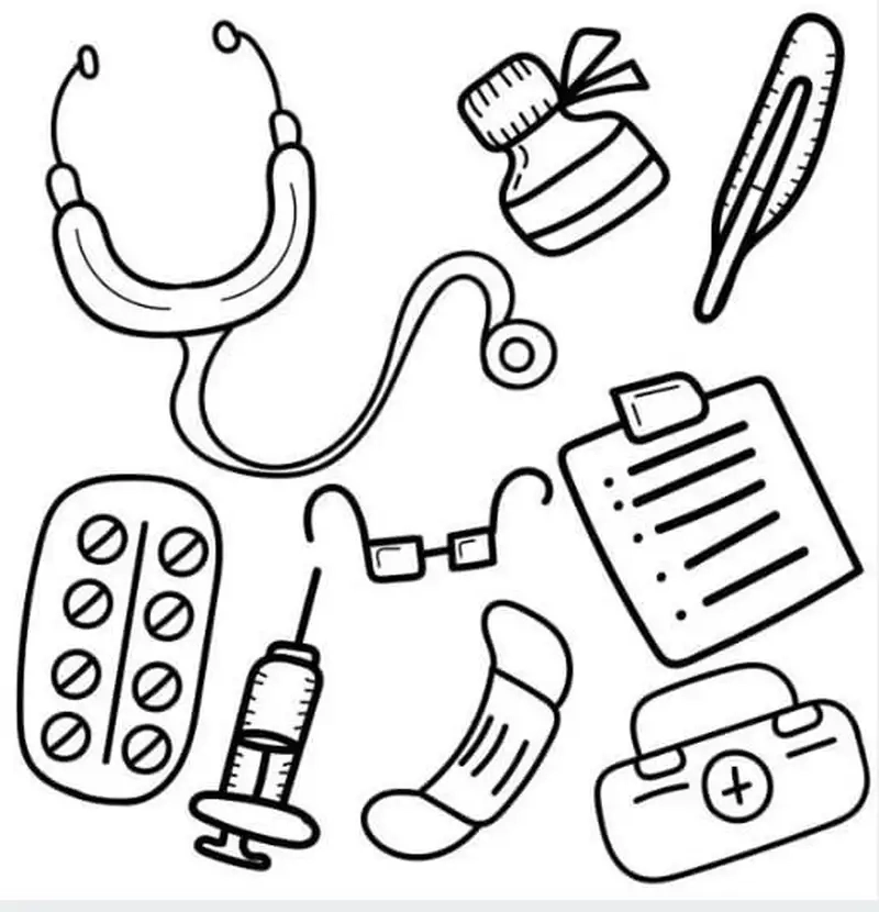 Bé yêu thích tranh tô màu ống nghe khám phá nghề bác sĩ