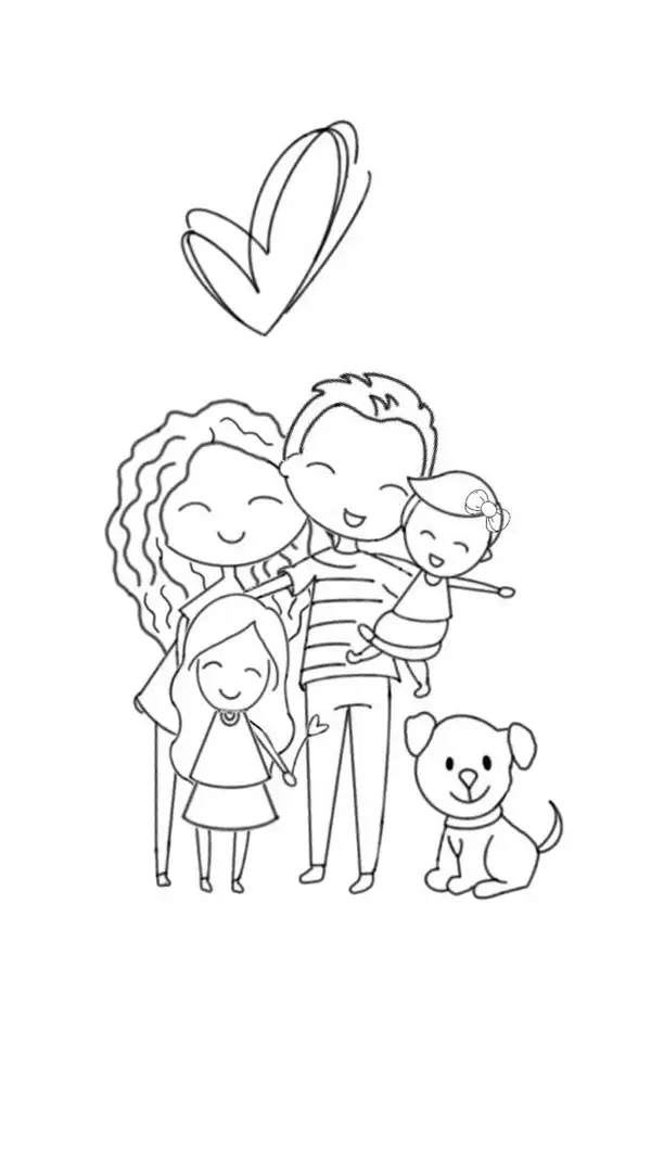 Bé học vui qua mầm non tranh tô màu gia đình sinh động