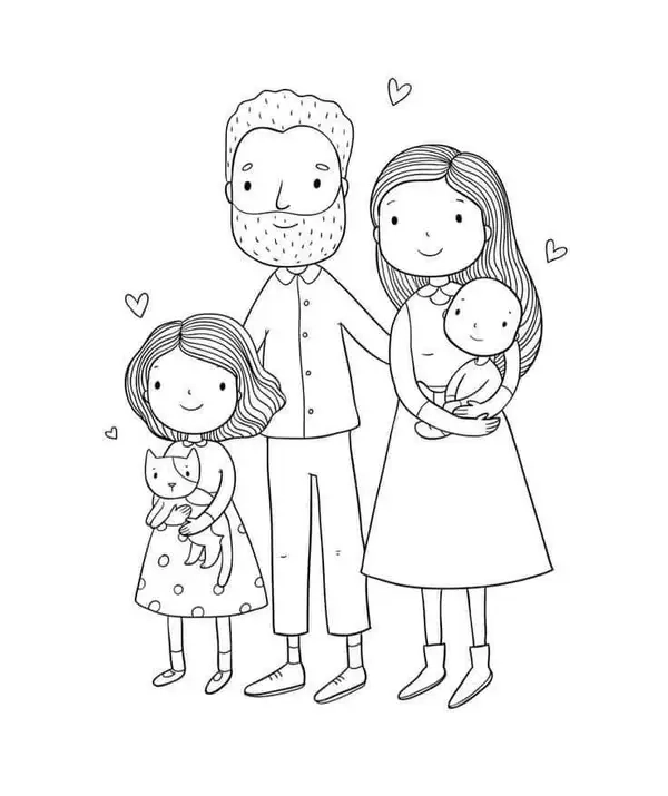 Trải nghiệm vui vẻ với tranh tô màu gia đình đi chơi