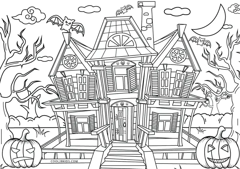 Bé thích thú với tranh to màu halloween