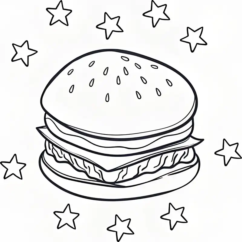 Trải nghiệm tô màu bánh hamburger sinh động và vui nhộn