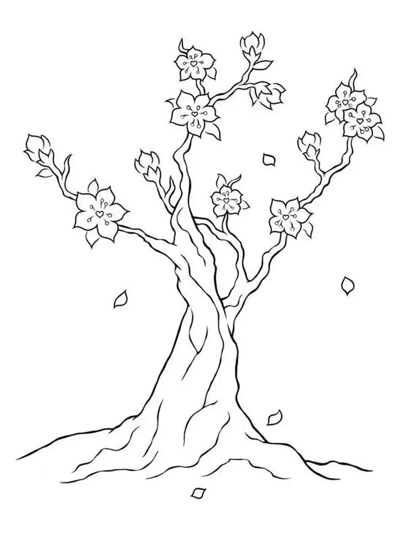 Tranh tô màu hoa đào đẹp thể hiện vẻ rực rỡ và tinh tế của mùa xuân