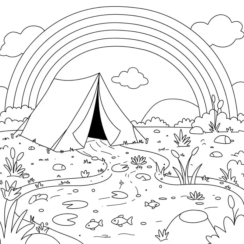 Bé thỏa sức với tranh tô màu lều trại đẹp bắt mắt