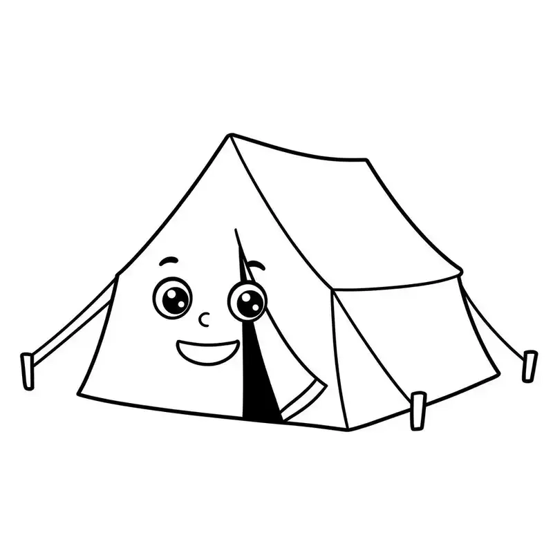 Tranh tô màu lều trại giúp trẻ vui tô màu lều cắm trại