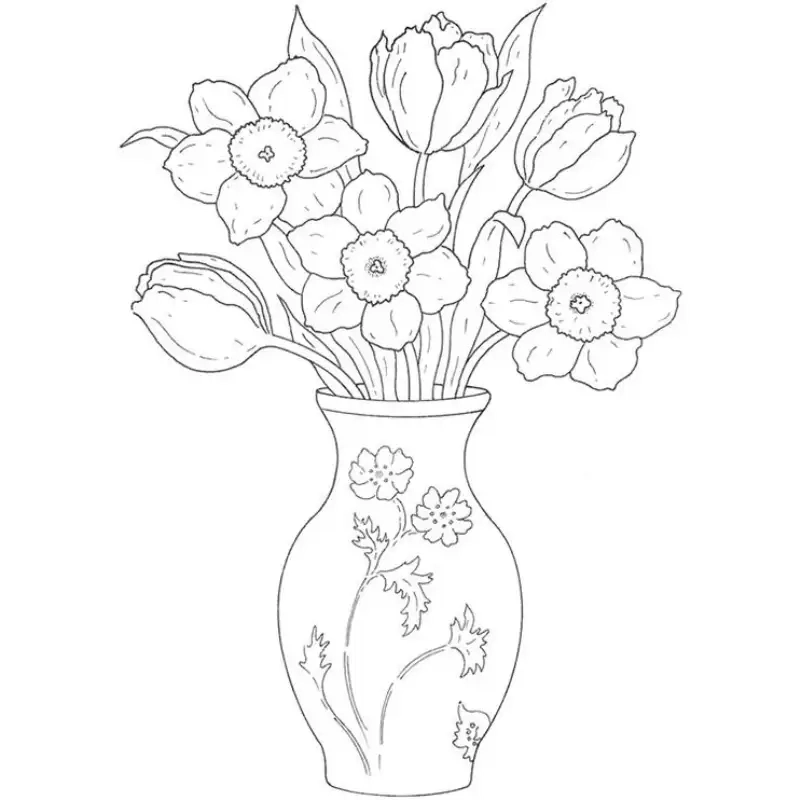 Học cách tranh tô màu lọ hoa và quả để tranh thêm phần sinh động