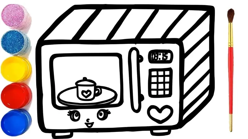 Trang trí lò vi sóng màu trắng bằng màu sắc yêu thích của bé