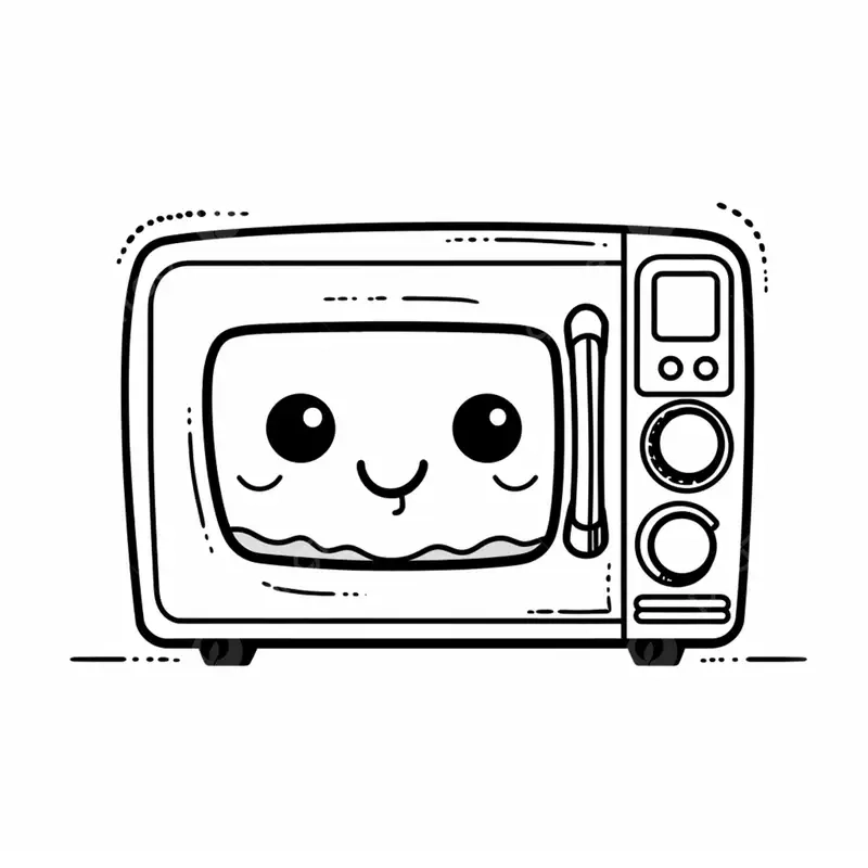 Tạo màu sắc nổi bật cho lò vi sóng màu xanh trong tranh tô màu