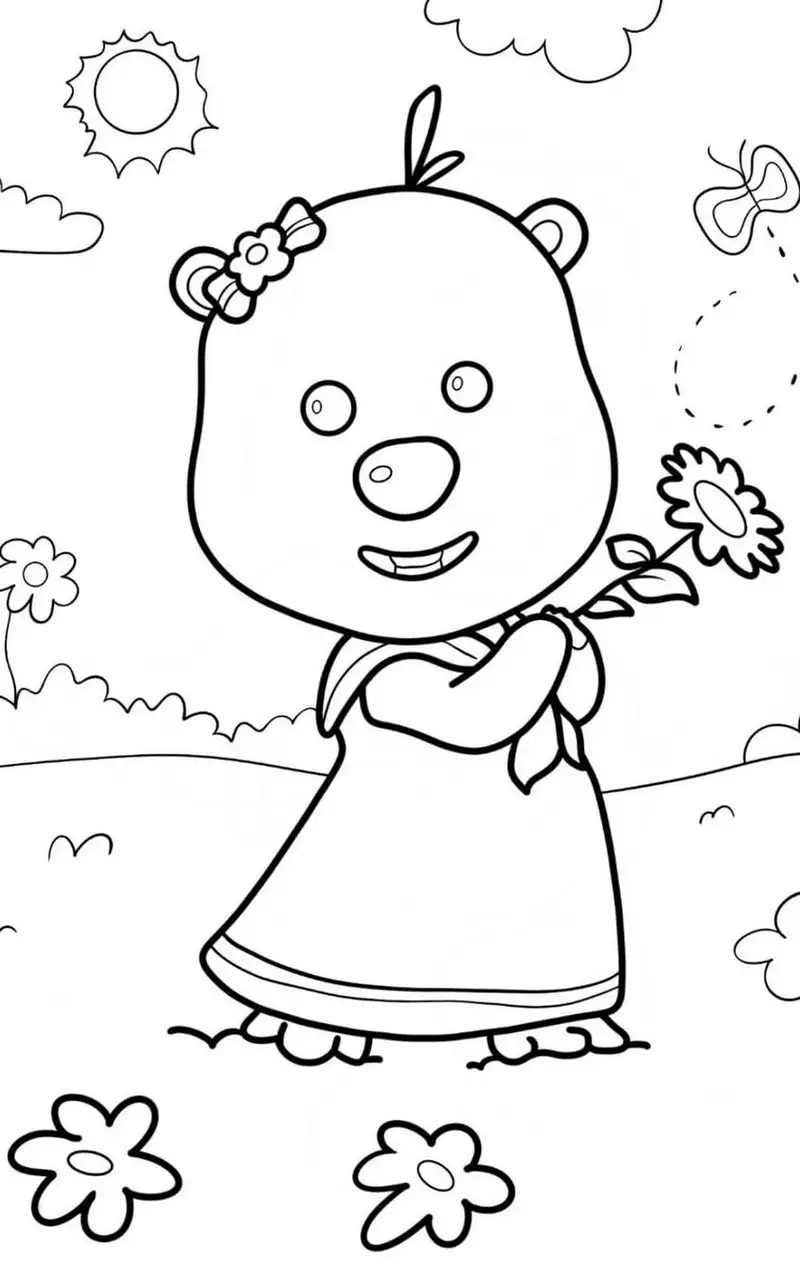 Bé thích thú với tranh tô màu Loopy Pororo siêu đáng yêu