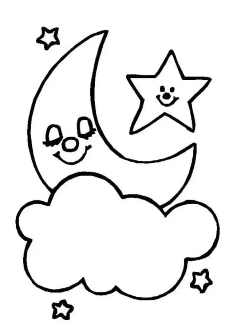 Thử ngay tranh tô màu mặt trăng đơn giản để bé tập tô dễ dàng hơn